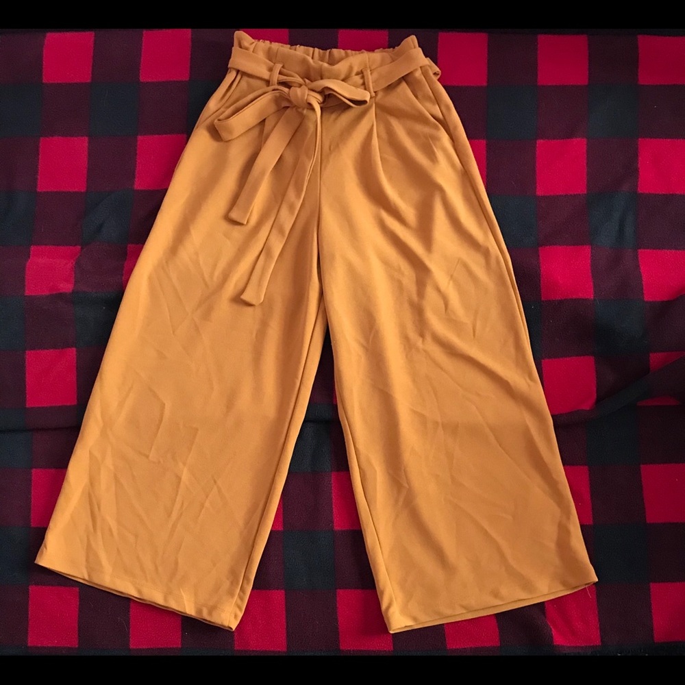 simple yellow flare pants